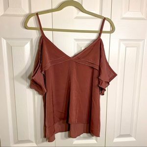 Lavender Field dusty rose cold shoulder top